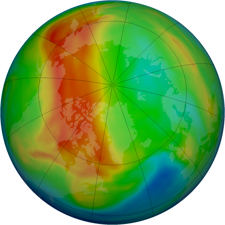 Arctic ozone map for 16 January 2008